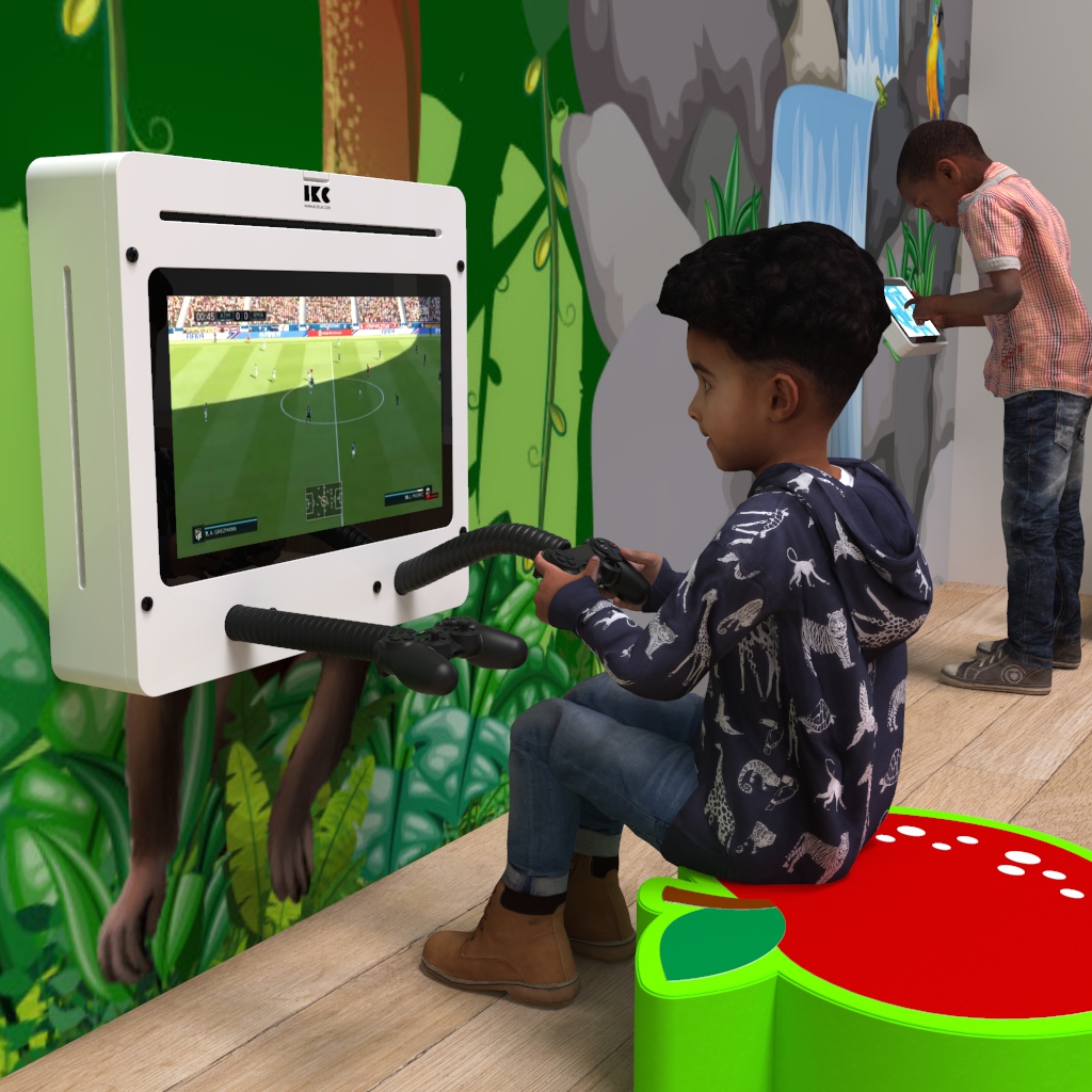 L'image montre un système de jeu interactif Delta 21 inch Playstation