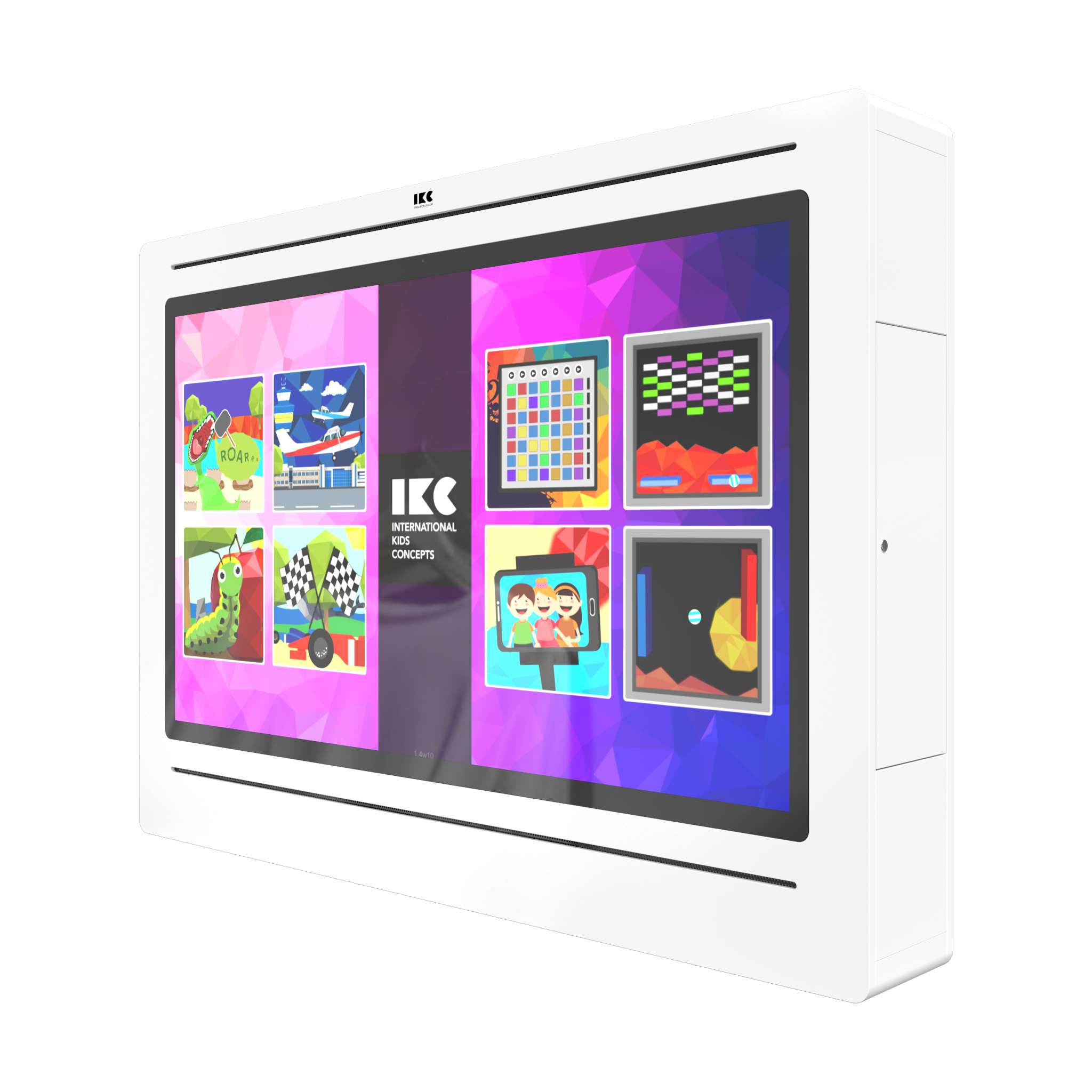 L'image montre un système de jeu interactif Delta 65 inch