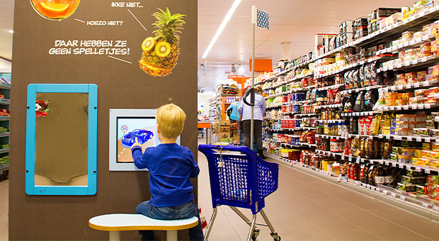 Mur de jeux IKC dans le magasin Albert Heijn