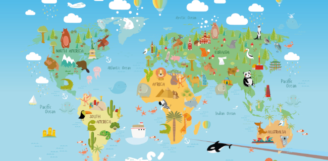 design mural forex avec thème de voyage et carte du monde